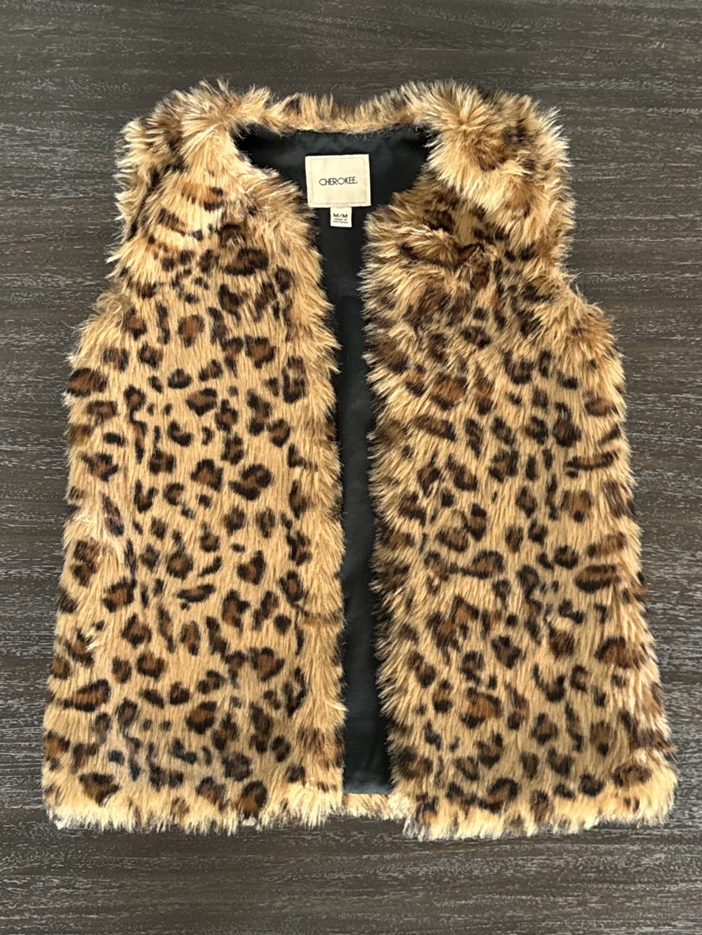 Cherokee Girls Medium Faux Fur Leopard Vest